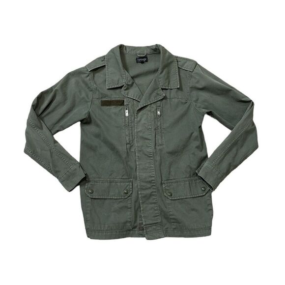 Topshop Military Style Utility Shacket Coat Size 6 - Picture 1 of 15